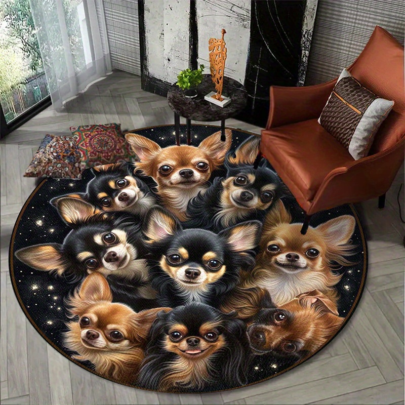 Commercial Printing House - Karpet Bulat Bermotif Chihuahua Berbulu Panjang